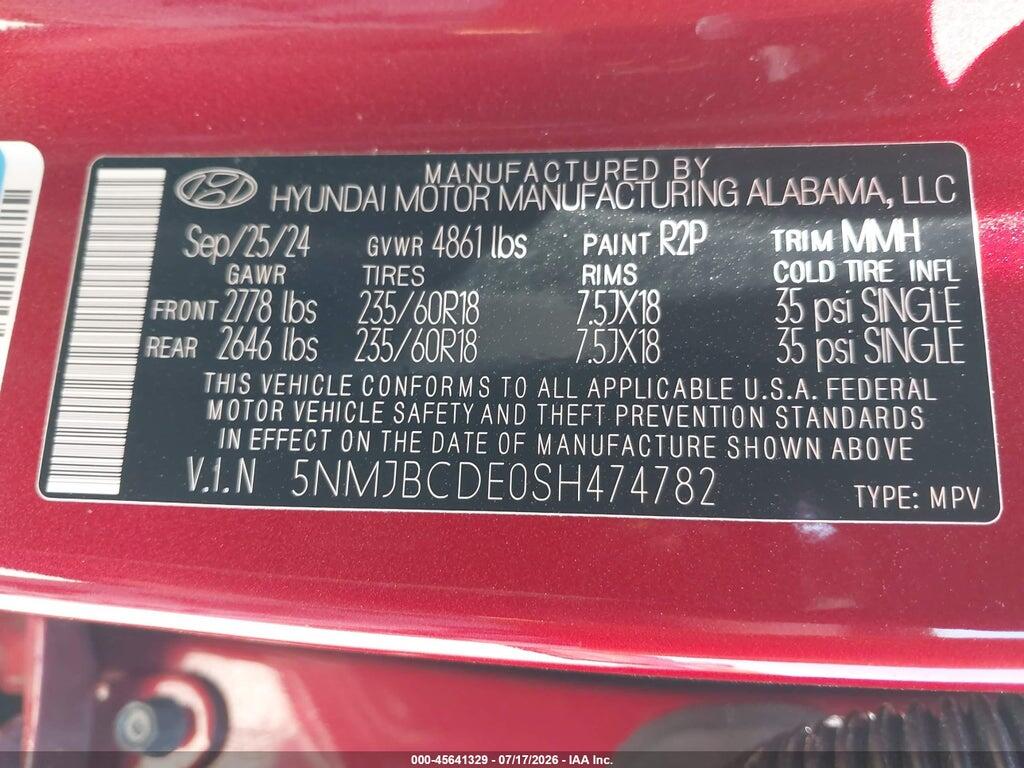 5NMJBCDE0SH474782 2025 HYUNDAI TUCSON photo no. 9