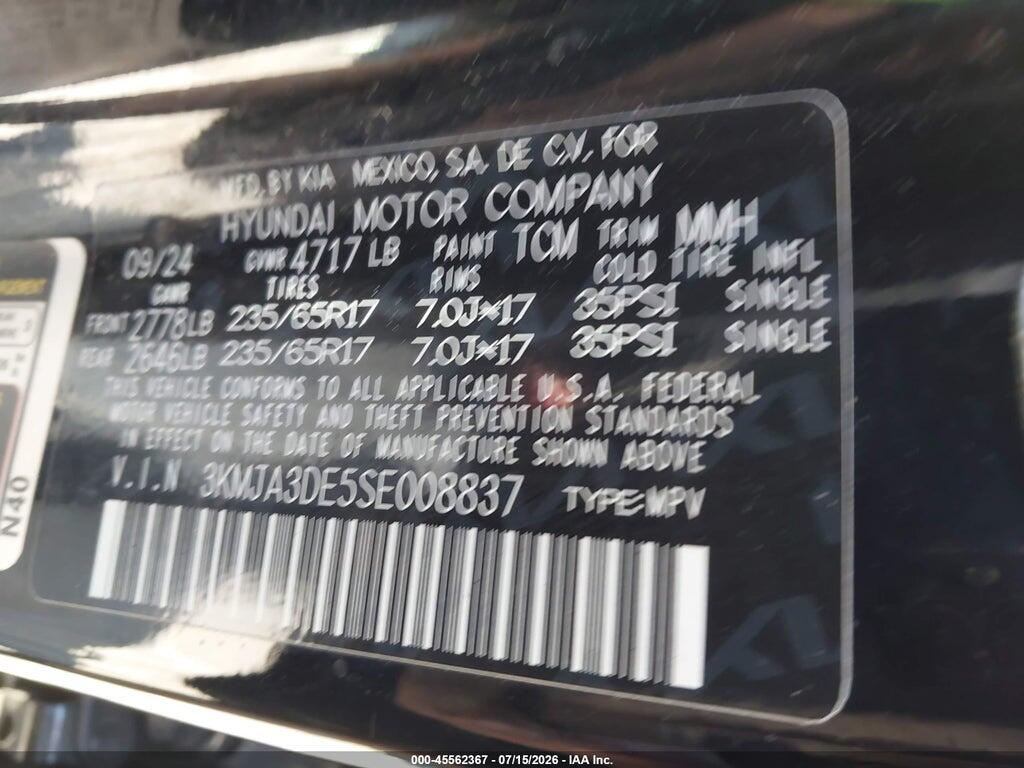 3KMJA3DE5SE008837 2025 HYUNDAI TUCSON photo no. 9