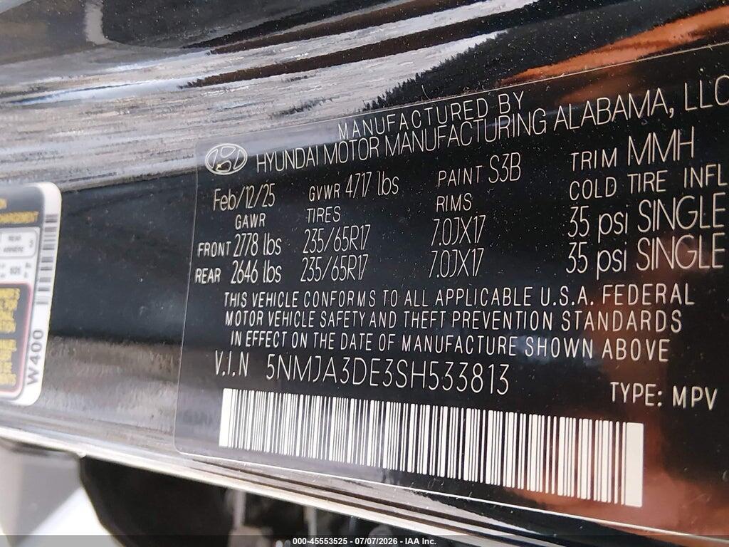 5NMJA3DE3SH533813 2025 HYUNDAI TUCSON photo no. 9