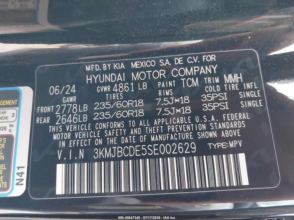 3KMJBCDE5SE002629 2025 HYUNDAI TUCSON photo no. 9