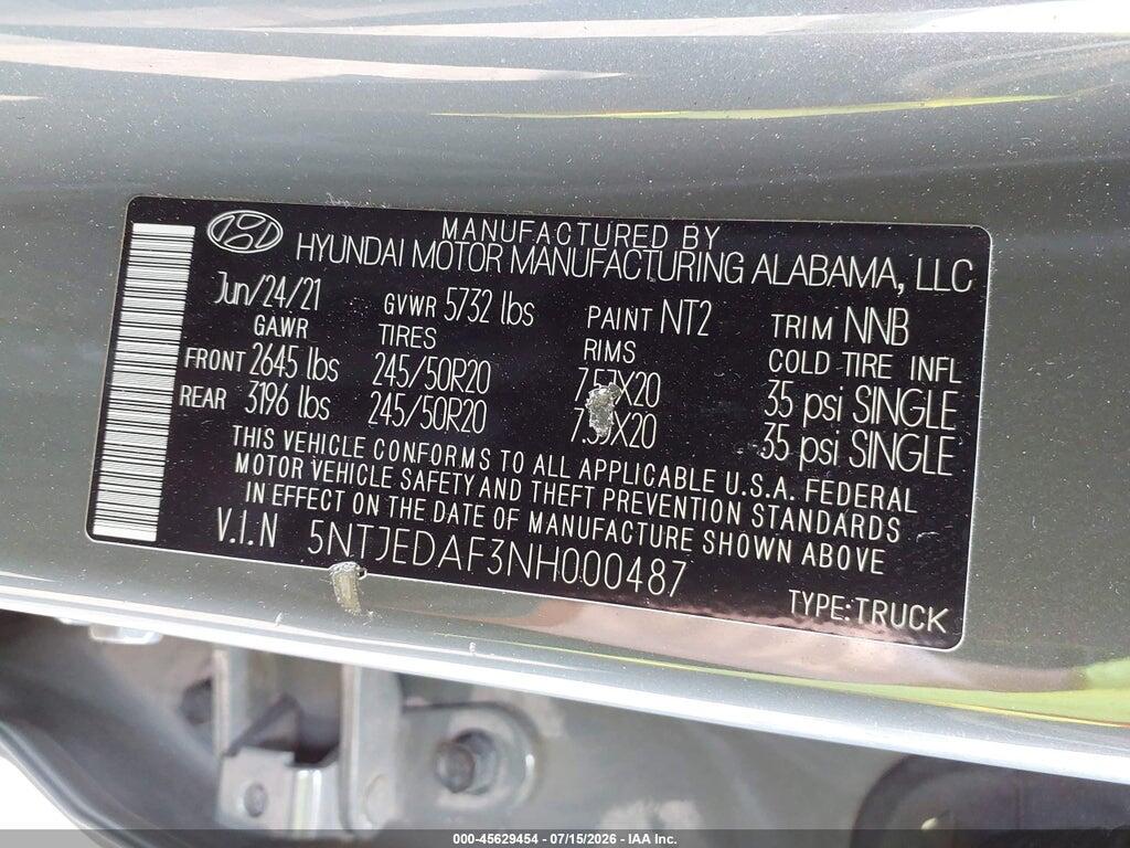 5NTJEDAF3NH000487 2022 HYUNDAI SANTA CRUZ photo no. 9