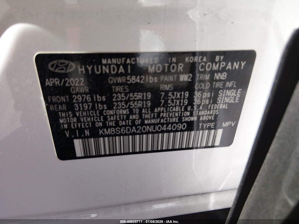 KM8S6DA20NU044090 2022 HYUNDAI SANTA FE PLUG-IN HYBRID photo no. 9