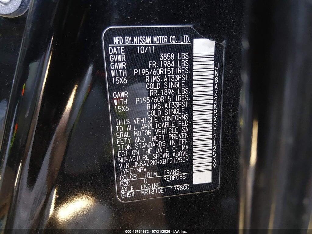 JN8AZ2KRXBT212539 2011 NISSAN CUBE photo no. 9