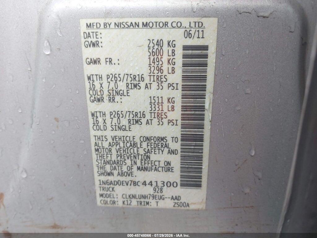 1N6AD0EV7BC441300 2011 NISSAN FRONTIER photo no. 9