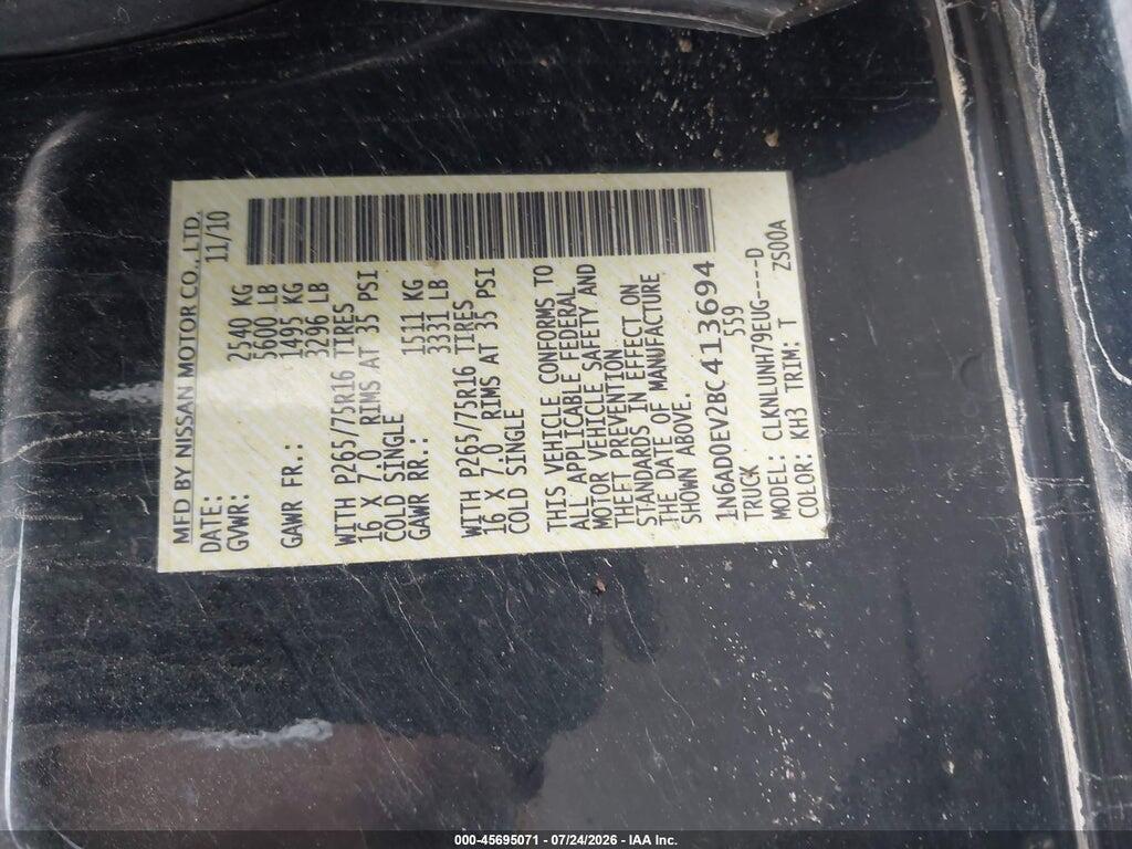 1N6AD0EV2BC413694 2011 NISSAN FRONTIER photo no. 9