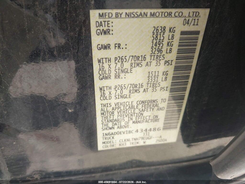 1N6AD0EV1BC434486 2011 NISSAN FRONTIER photo no. 9