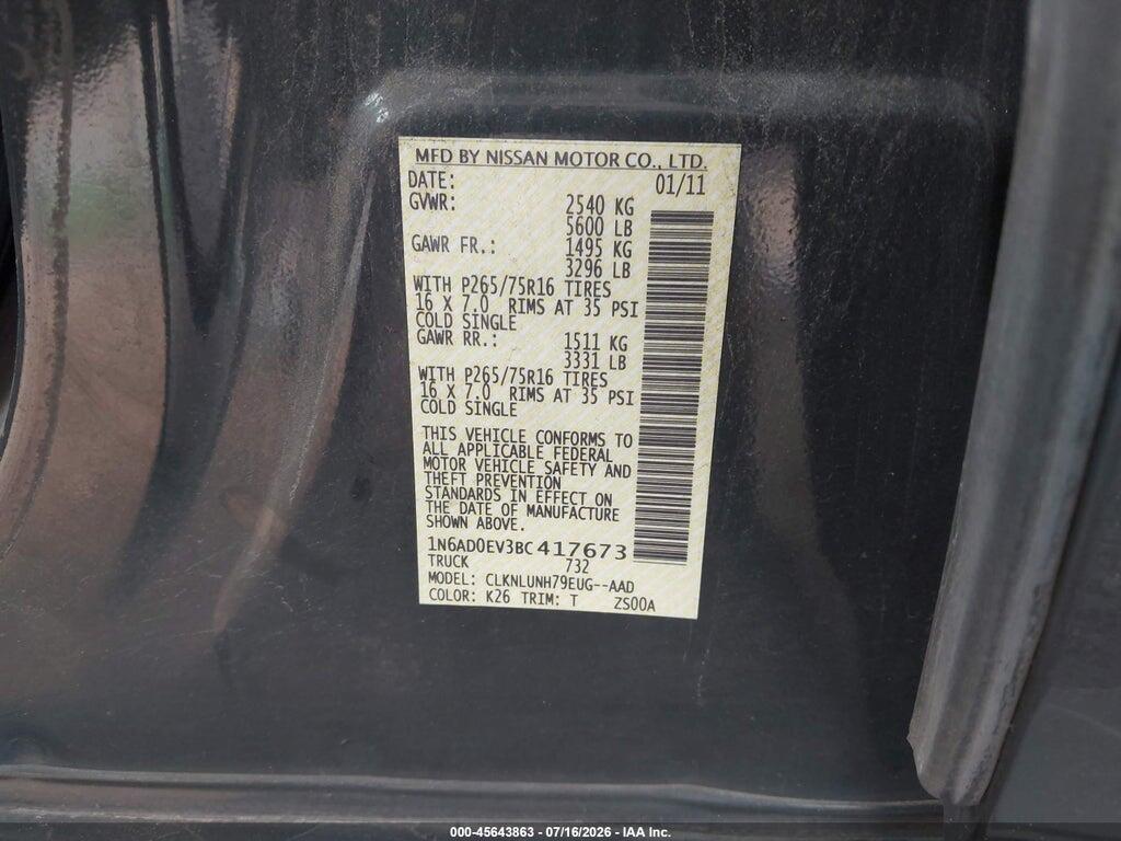 1N6AD0EV3BC417673 2011 NISSAN FRONTIER photo no. 9
