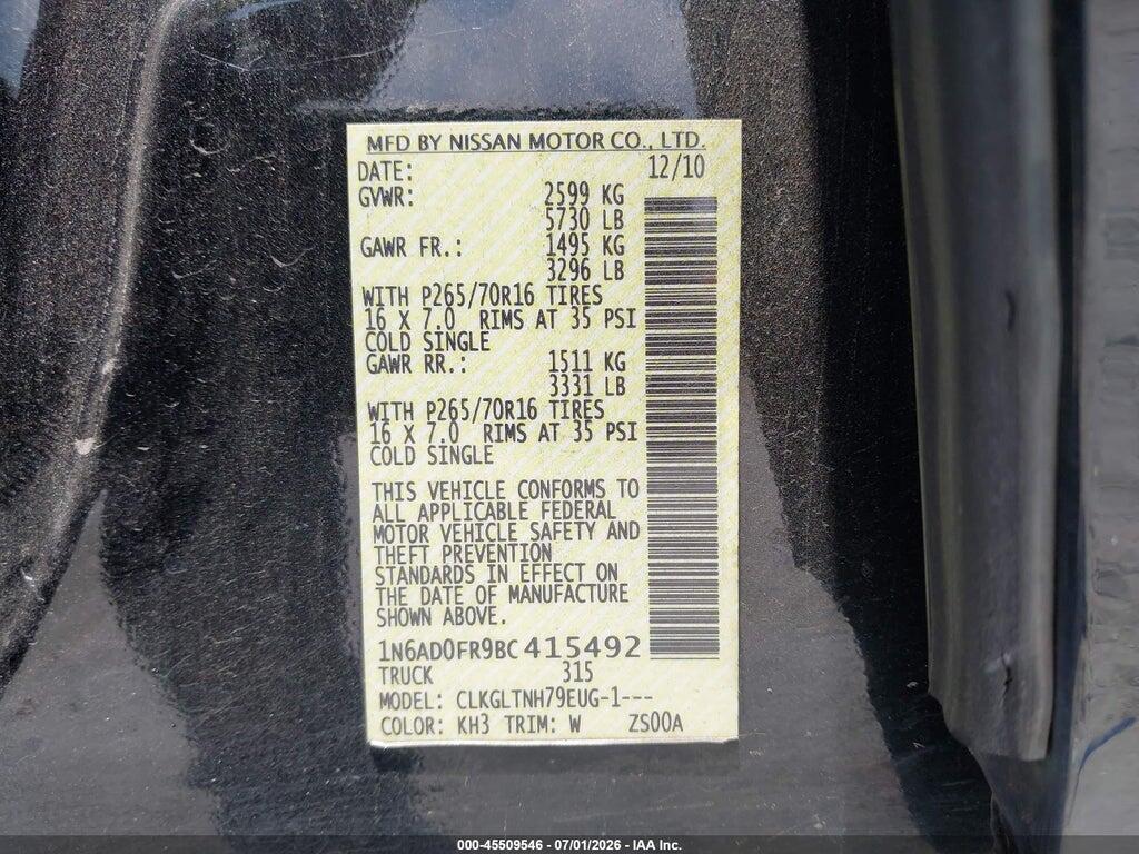 1N6AD0FR9BC415492 2011 NISSAN FRONTIER photo no. 9
