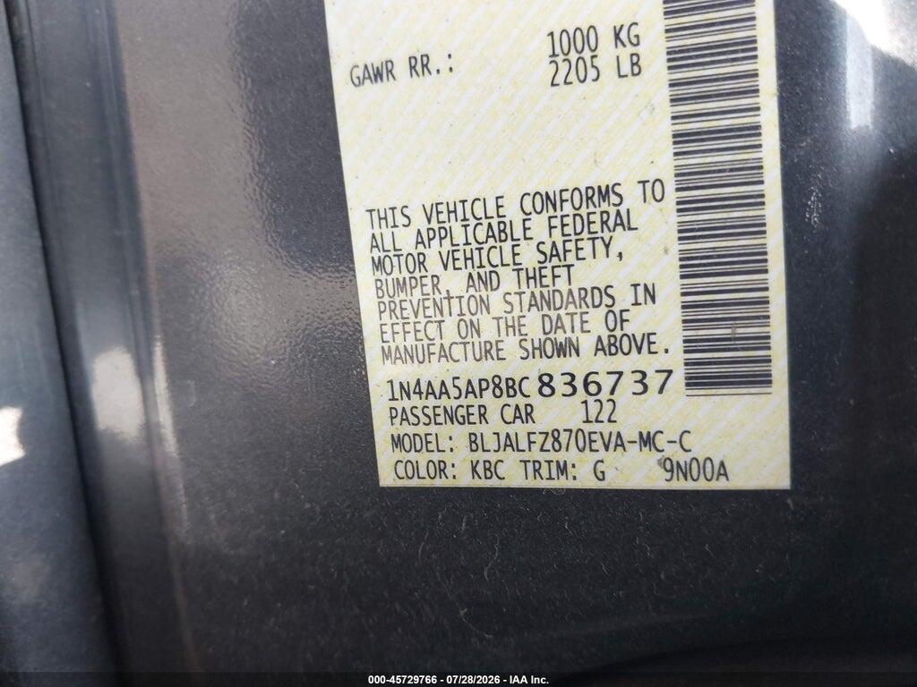 1N4AA5AP8BC836737 2011 NISSAN MAXIMA photo no. 9