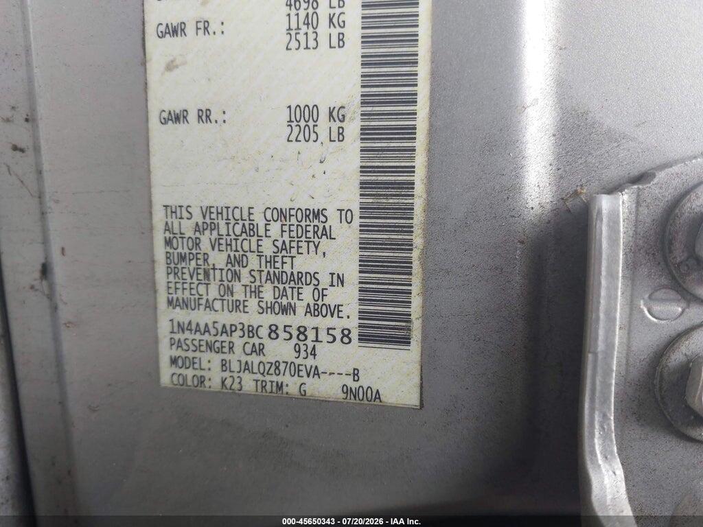 1N4AA5AP3BC858158 2011 NISSAN MAXIMA photo no. 9