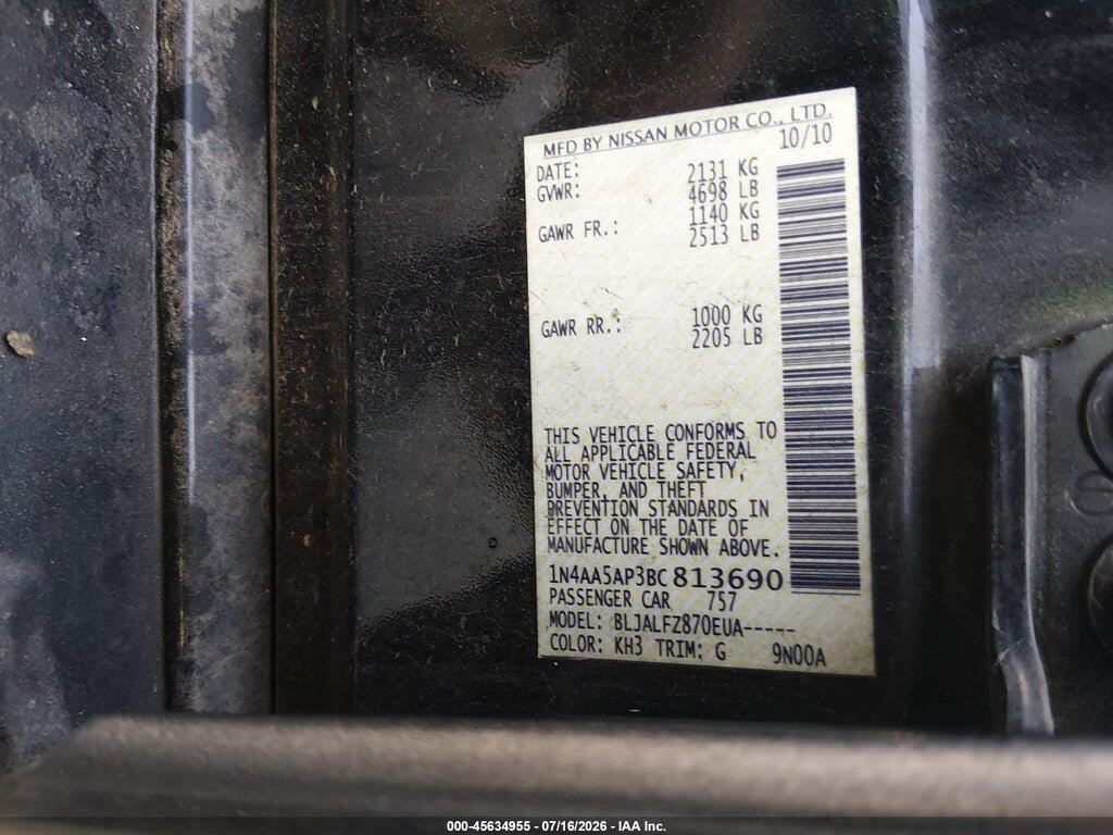 1N4AA5AP3BC813690 2011 NISSAN MAXIMA photo no. 9