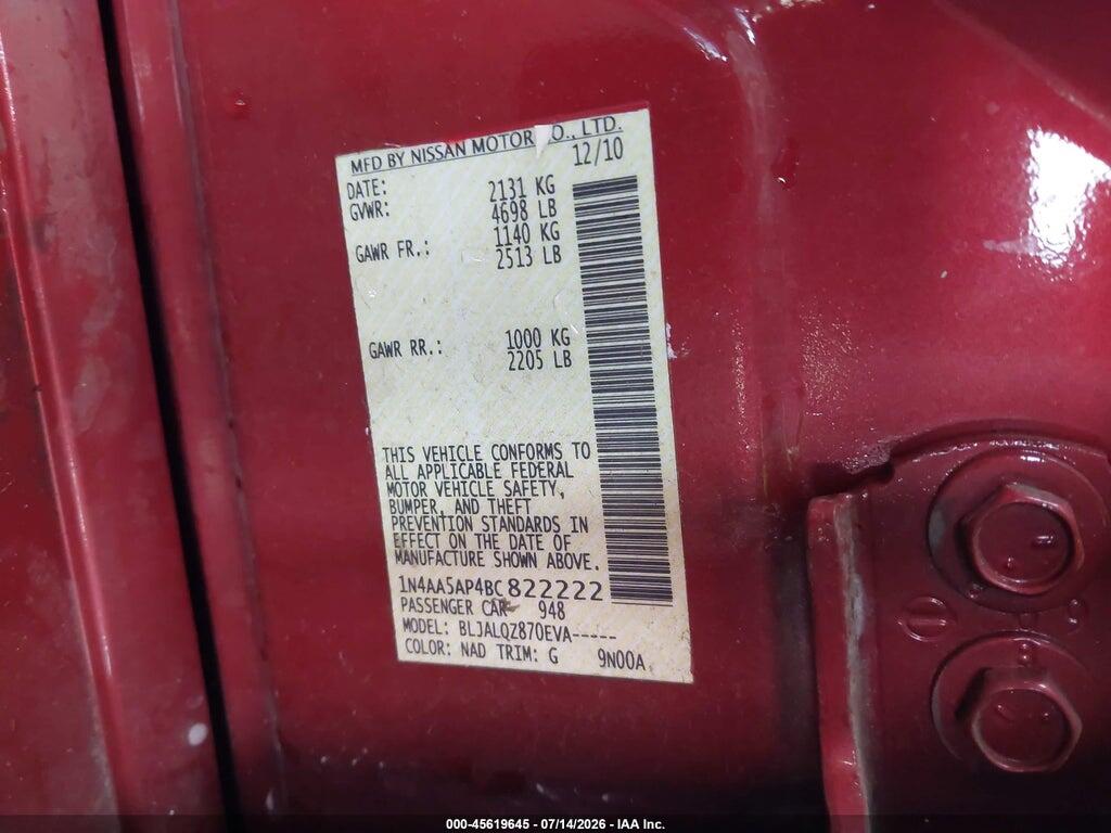 1N4AA5AP4BC822222 2011 NISSAN MAXIMA photo no. 9