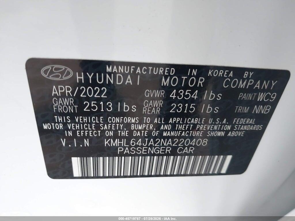 KMHL64JA2NA220408 2022 HYUNDAI SONATA photo no. 9