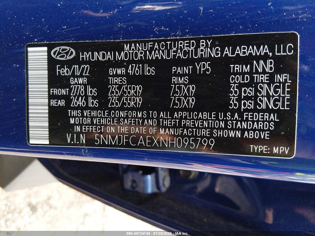 5NMJFCAEXNH095799 2022 HYUNDAI TUCSON photo no. 9