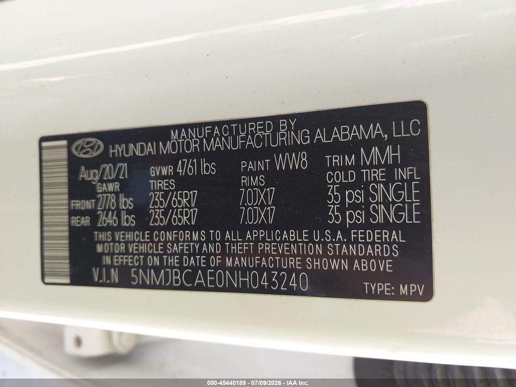 5NMJBCAE0NH043240 2022 HYUNDAI TUCSON photo no. 9