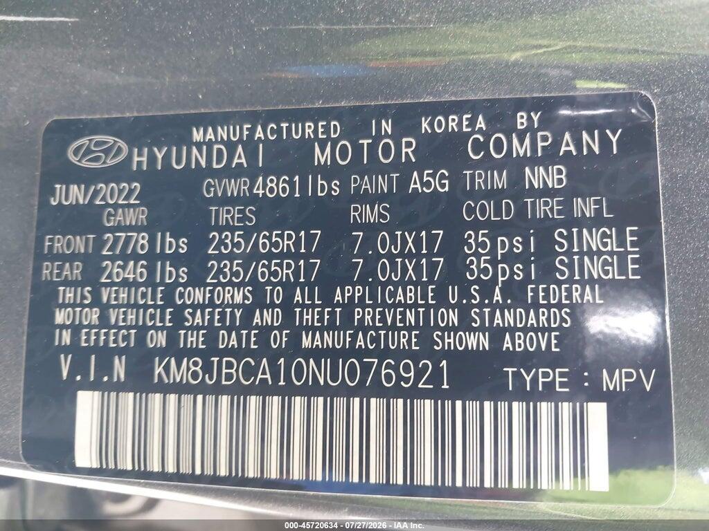 KM8JBCA10NU076921 2022 HYUNDAI TUCSON HYBRID photo no. 9