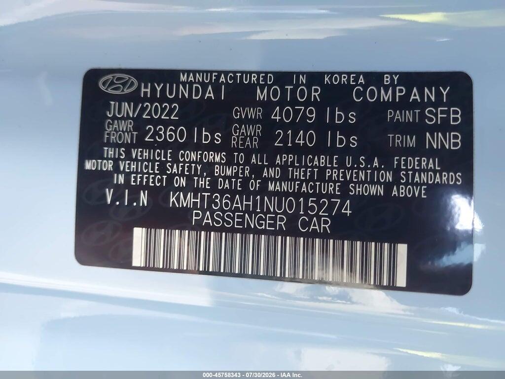 KMHT36AH1NU015274 2022 HYUNDAI VELOSTER N photo no. 9