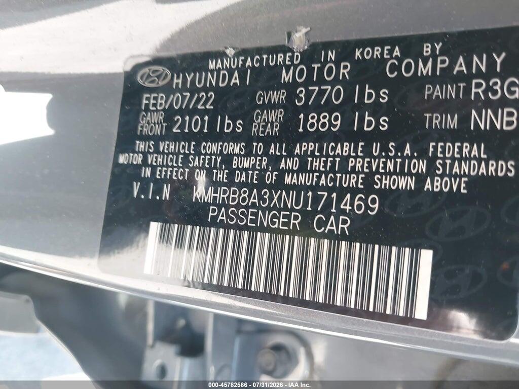 KMHRB8A3XNU171469 2022 HYUNDAI VENUE photo no. 9