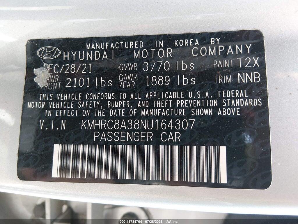 KMHRC8A38NU164307 2022 HYUNDAI VENUE photo no. 9