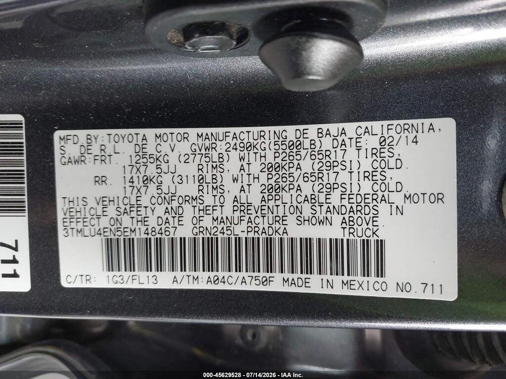 3TMLU4EN5EM148467 2014 TOYOTA TACOMA photo no. 9