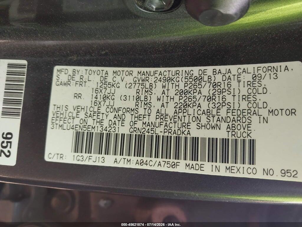 3TMLU4EN5EM134231 2014 TOYOTA TACOMA photo no. 9