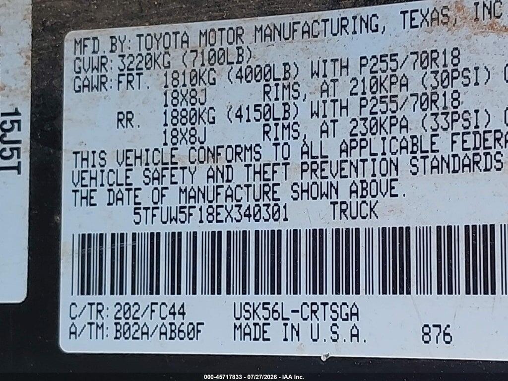 5TFUW5F18EX340301 2014 TOYOTA TUNDRA photo no. 9