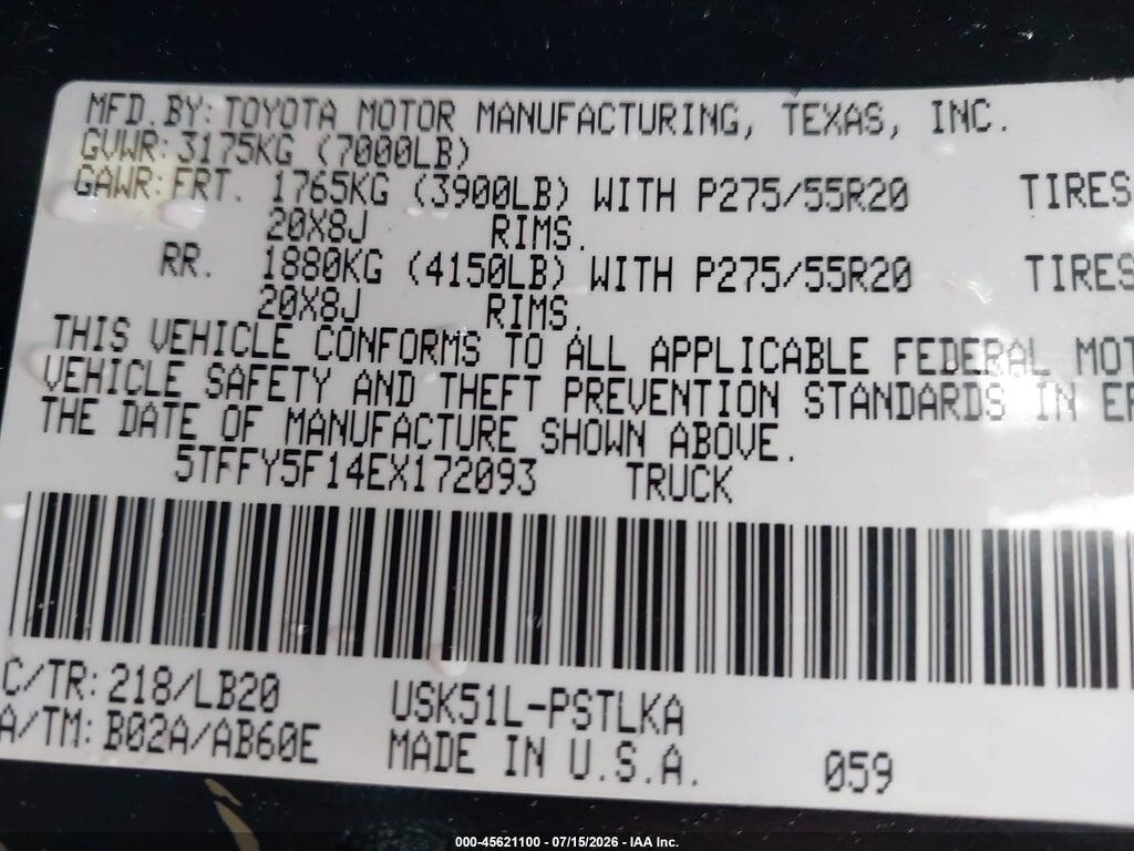 5TFFY5F14EX172093 2014 TOYOTA TUNDRA photo no. 9