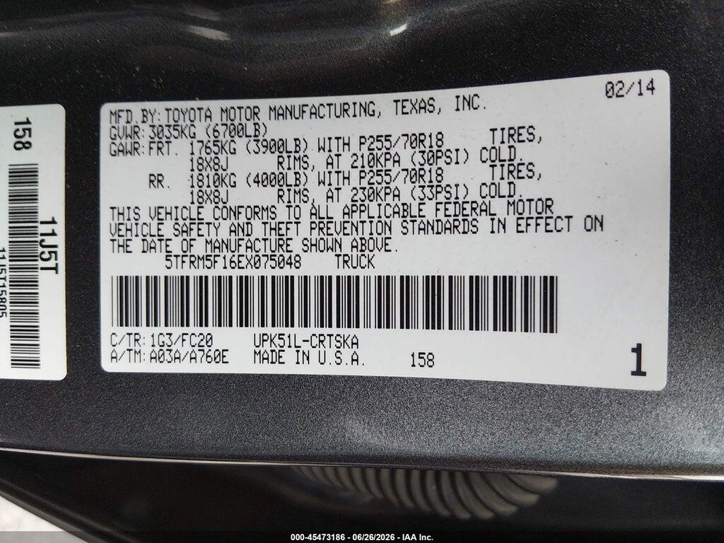 5TFRM5F16EX075048 2014 TOYOTA TUNDRA photo no. 9