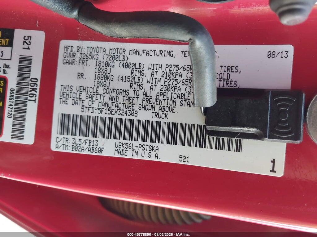 5TFDY5F15EX324308 2014 TOYOTA TUNDRA photo no. 9