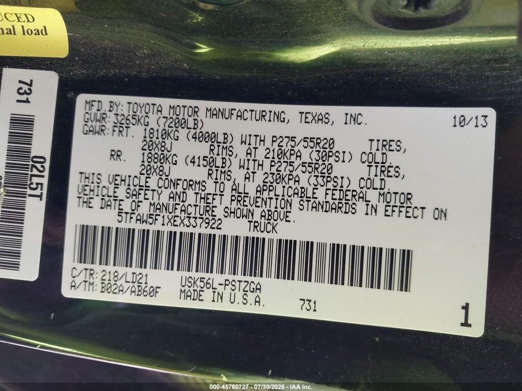 5TFAW5F1XEX337922 2014 TOYOTA TUNDRA photo no. 9