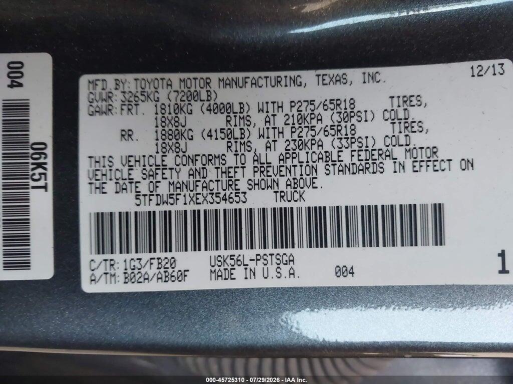 5TFDW5F1XEX354653 2014 TOYOTA TUNDRA photo no. 9