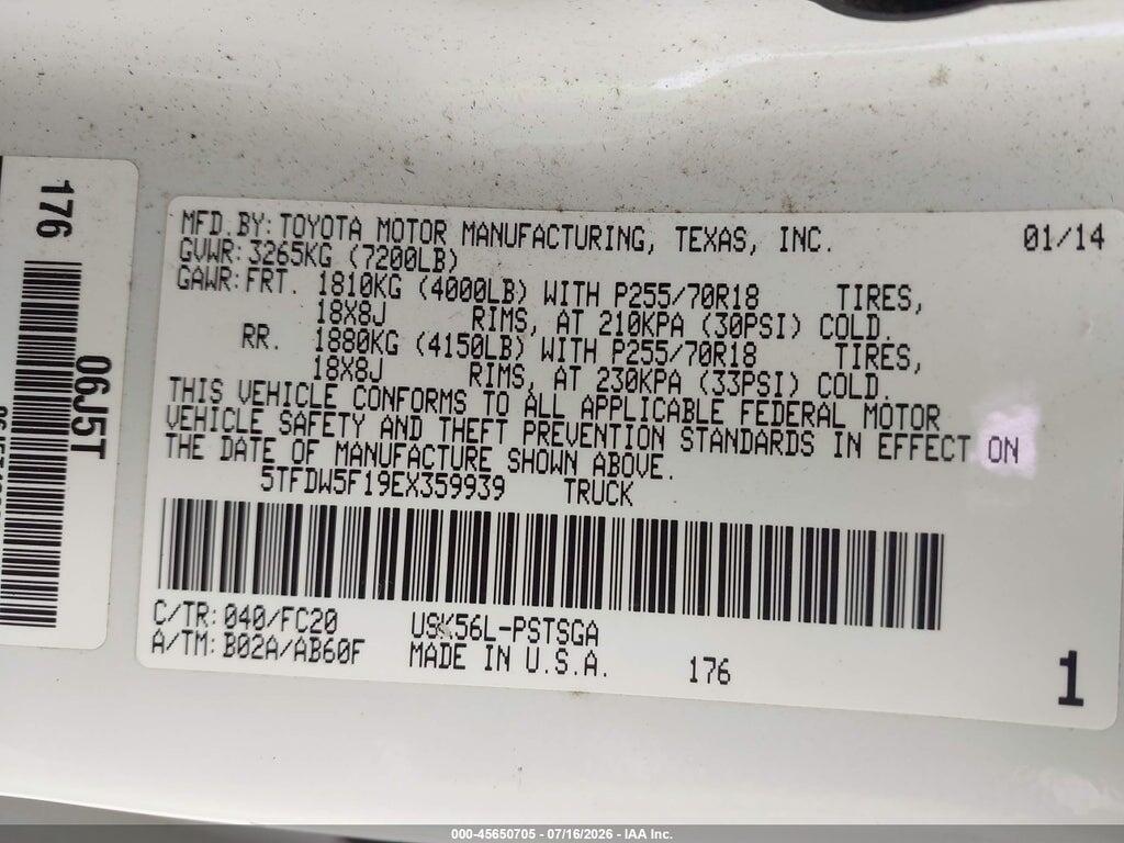 5TFDW5F19EX359939 2014 TOYOTA TUNDRA photo no. 9