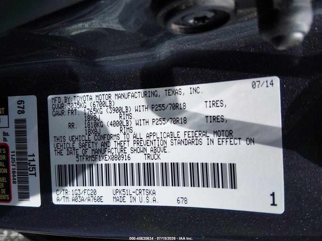5TFRM5F1XEX080916 2014 TOYOTA TUNDRA photo no. 9