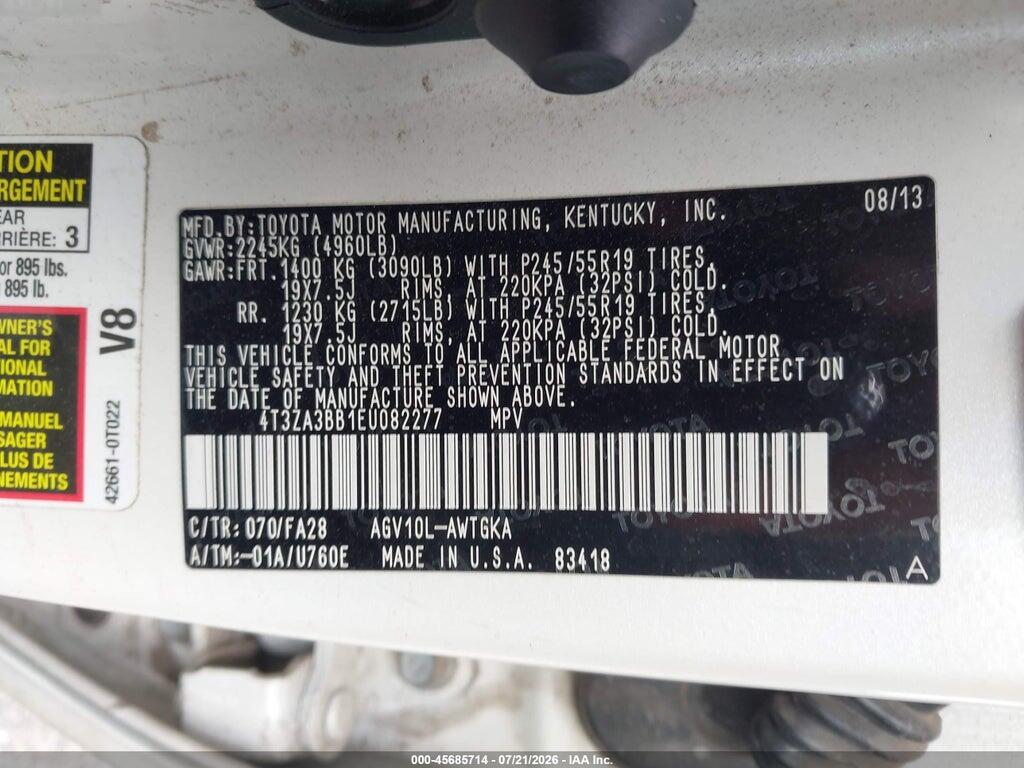 4T3ZA3BB1EU082277 2014 TOYOTA VENZA photo no. 9