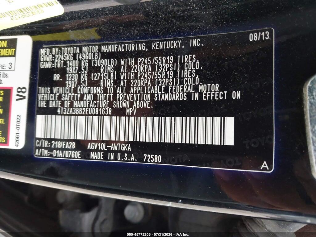 4T3ZA3BB2EU081638 2014 TOYOTA VENZA photo no. 9