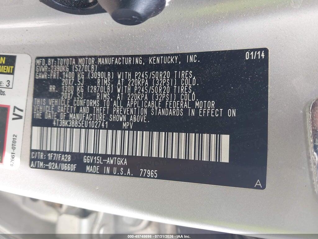 4T3BK3BB5EU102741 2014 TOYOTA VENZA photo no. 9