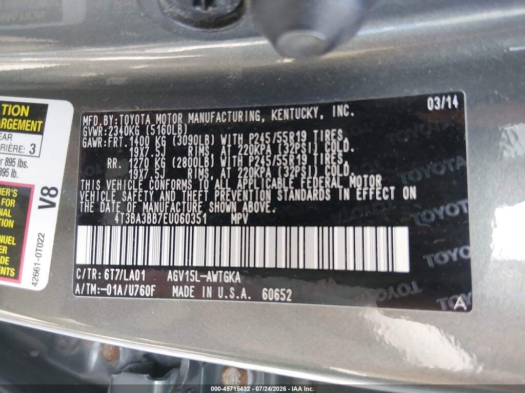 4T3BA3BB7EU060351 2014 TOYOTA VENZA photo no. 9