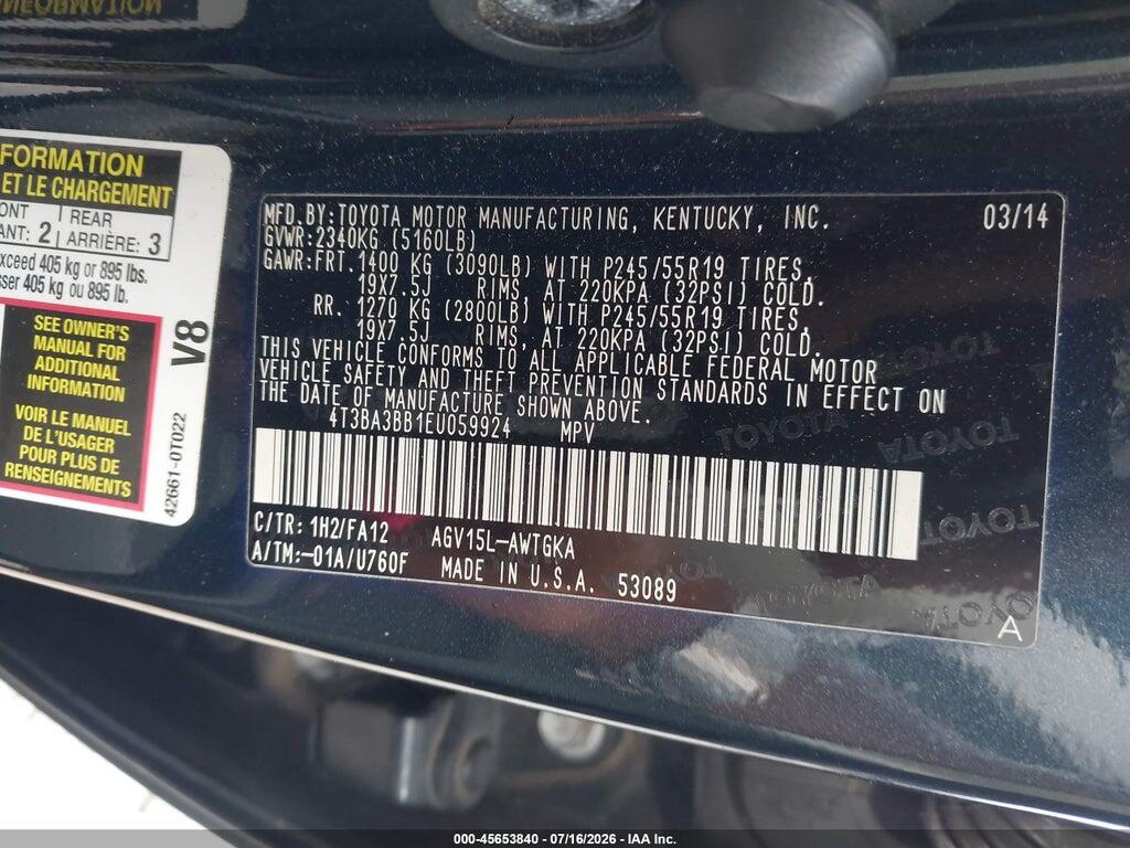 4T3BA3BB1EU059924 2014 TOYOTA VENZA photo no. 9