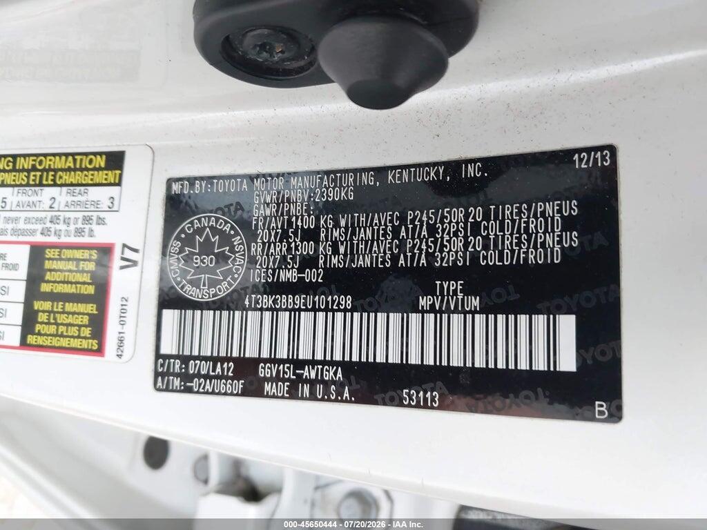 4T3BK3BB9EU101298 2014 TOYOTA VENZA photo no. 9