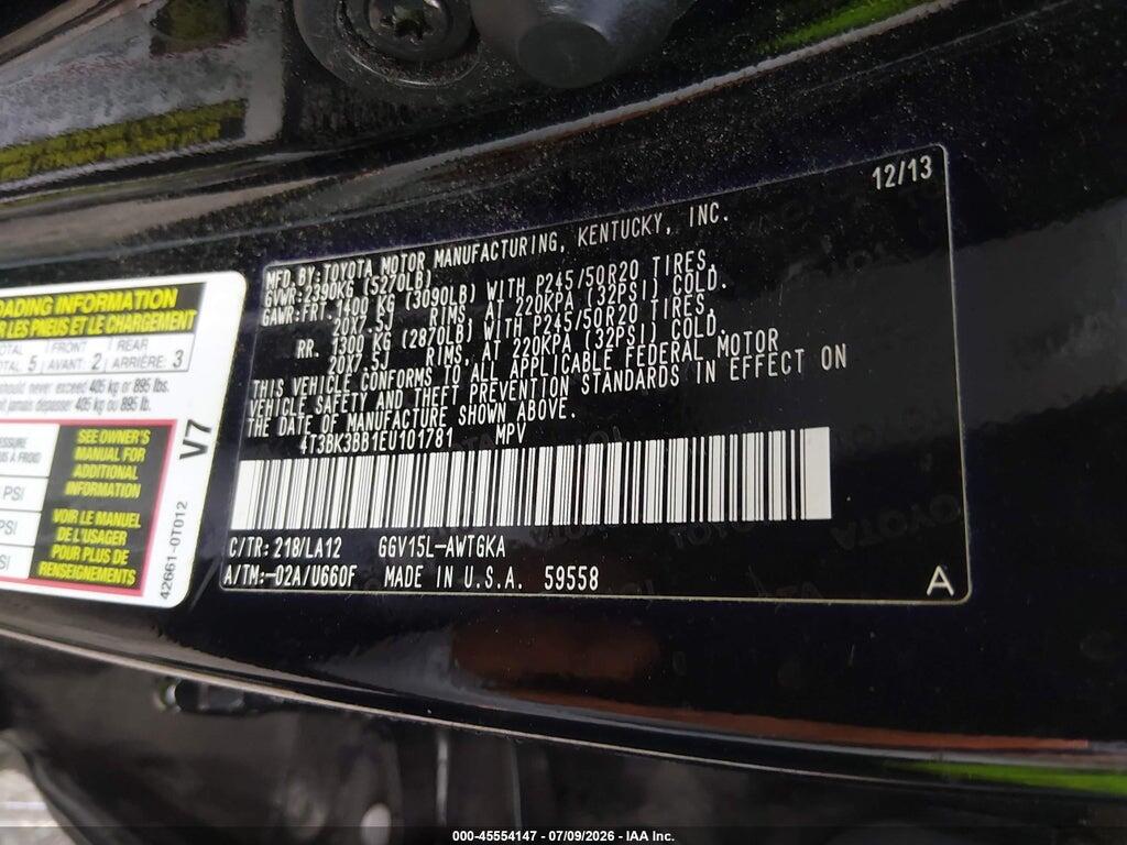 4T3BK3BB1EU101781 2014 TOYOTA VENZA photo no. 9