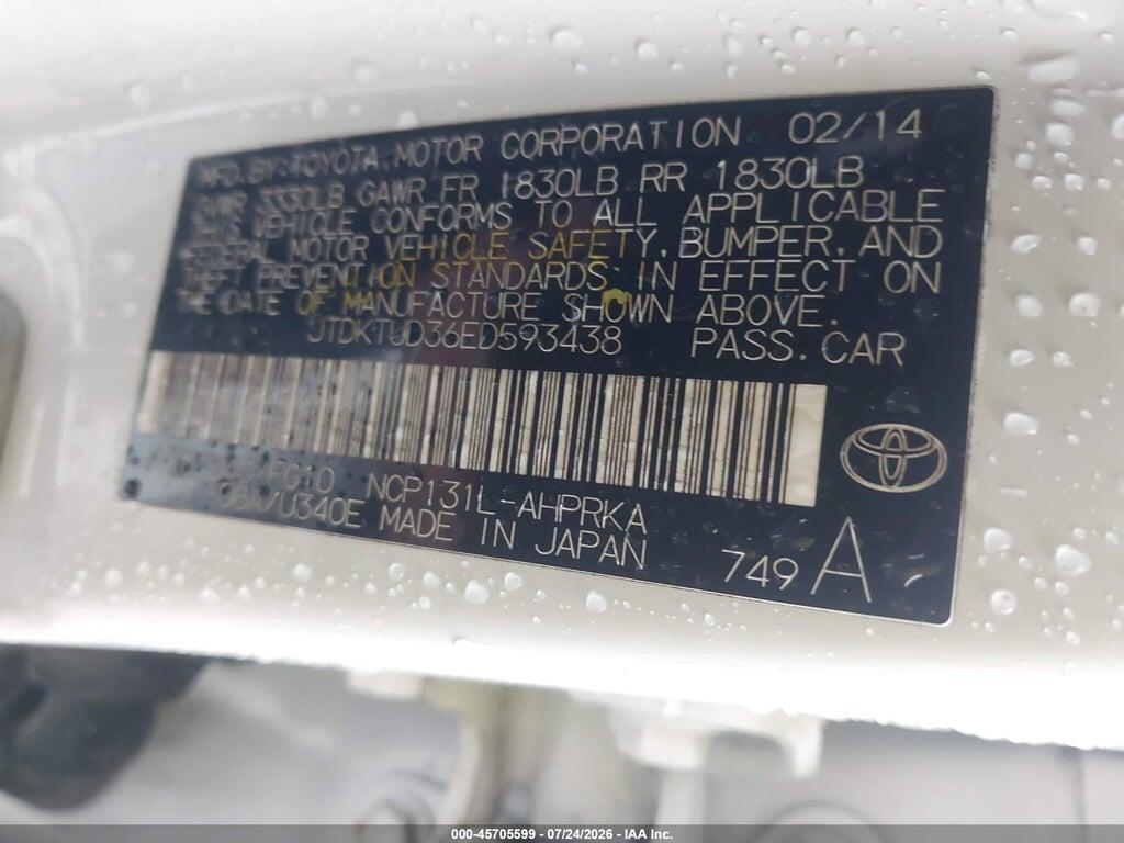 JTDKTUD36ED593438 2014 TOYOTA YARIS photo no. 9