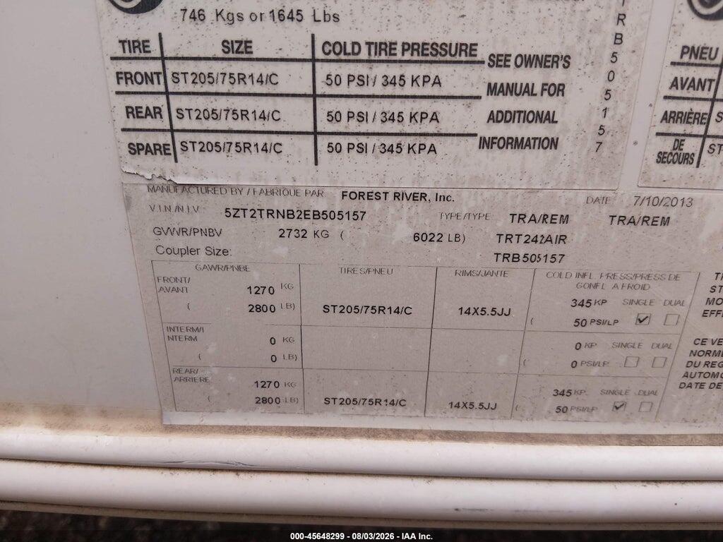 5ZT2TRNB2EB505157 2014 TRACER OTHER photo no. 9