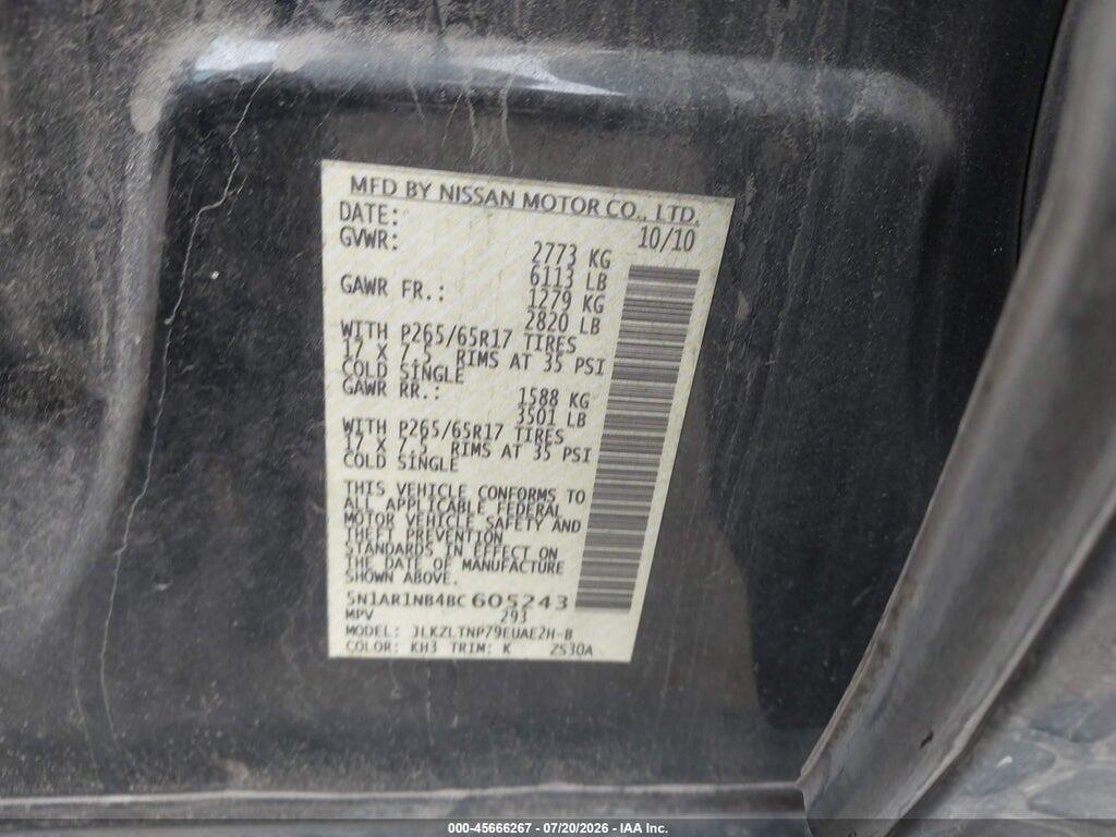 5N1AR1NB4BC605243 2011 NISSAN PATHFINDER photo no. 9