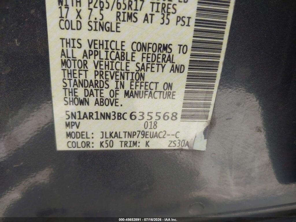 5N1AR1NN3BC635568 2011 NISSAN PATHFINDER photo no. 9
