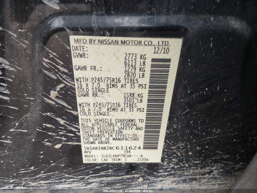 5N1AR1NB2BC611624 2011 NISSAN PATHFINDER photo no. 9