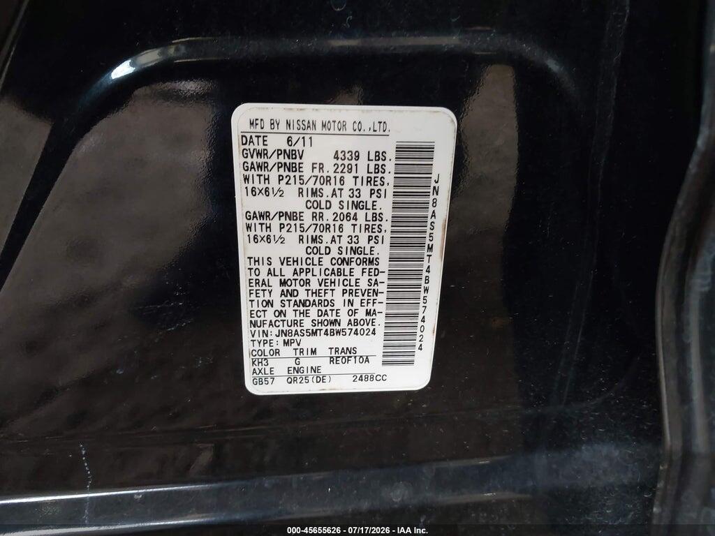 JN8AS5MT4BW574024 2011 NISSAN ROGUE photo no. 9
