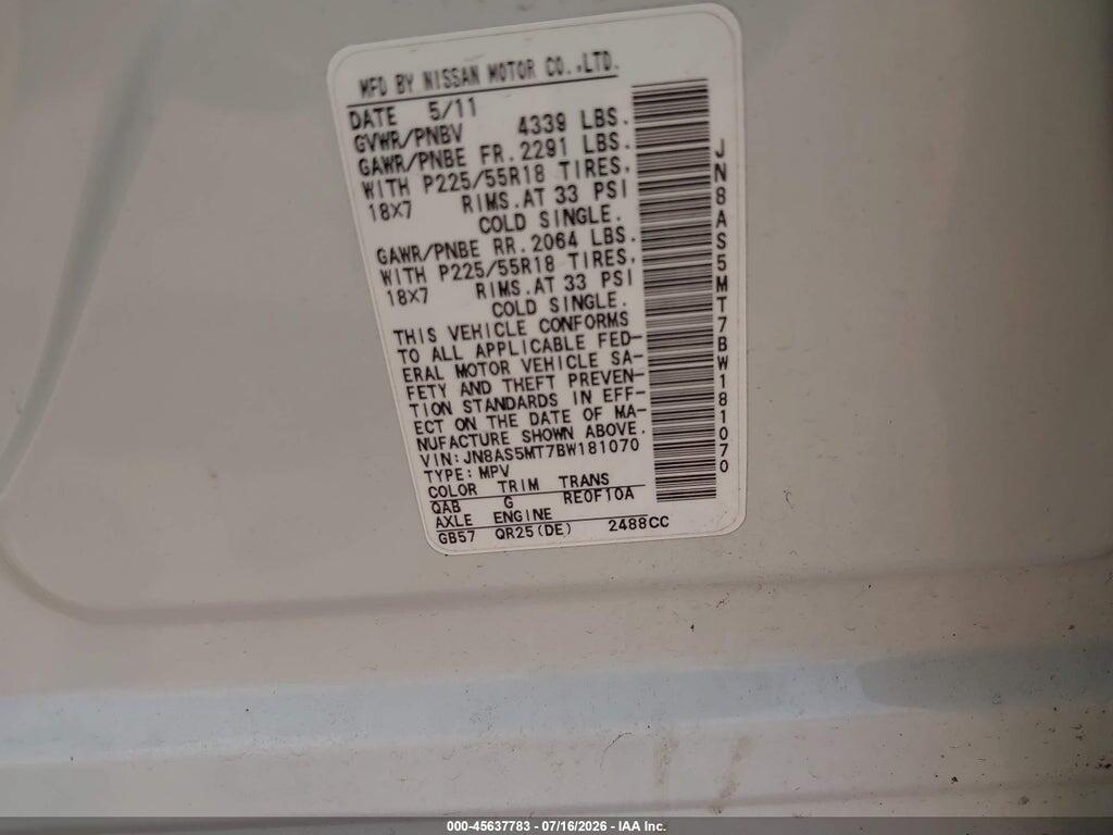 JN8AS5MT7BW181070 2011 NISSAN ROGUE photo no. 9