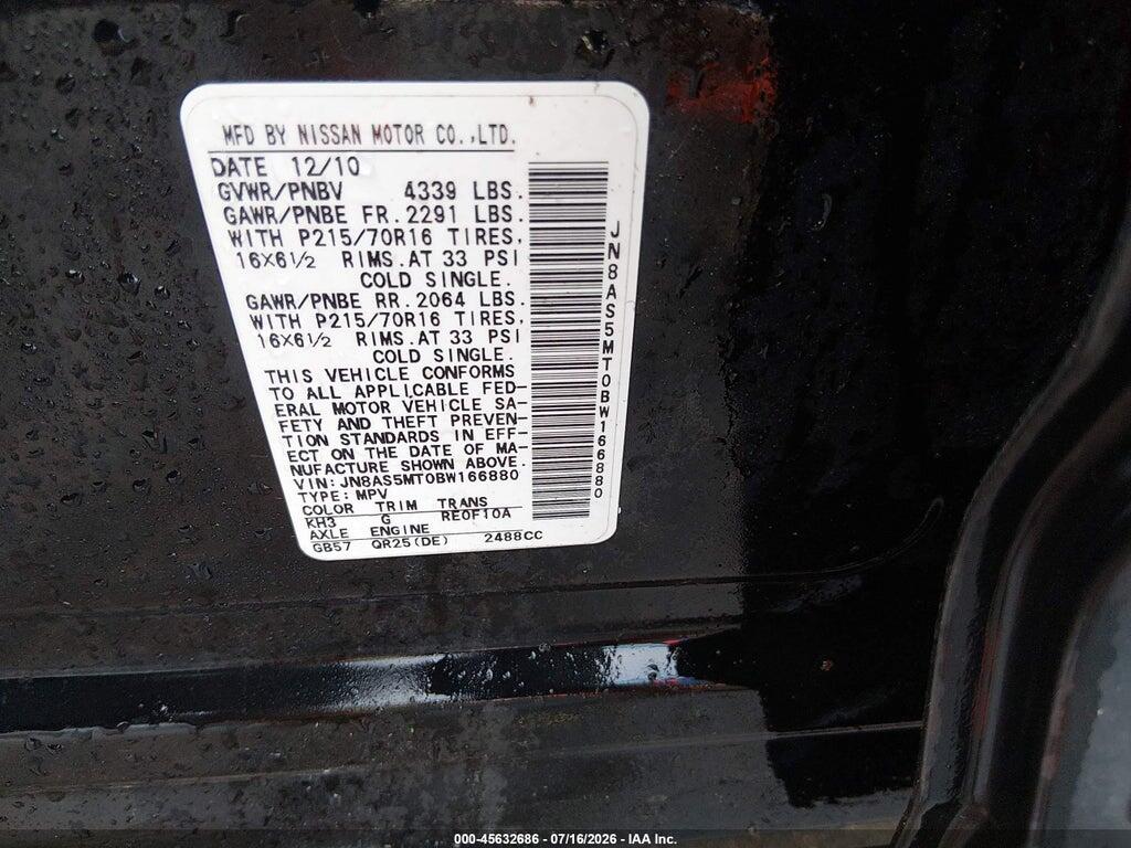 JN8AS5MT0BW166880 2011 NISSAN ROGUE photo no. 9