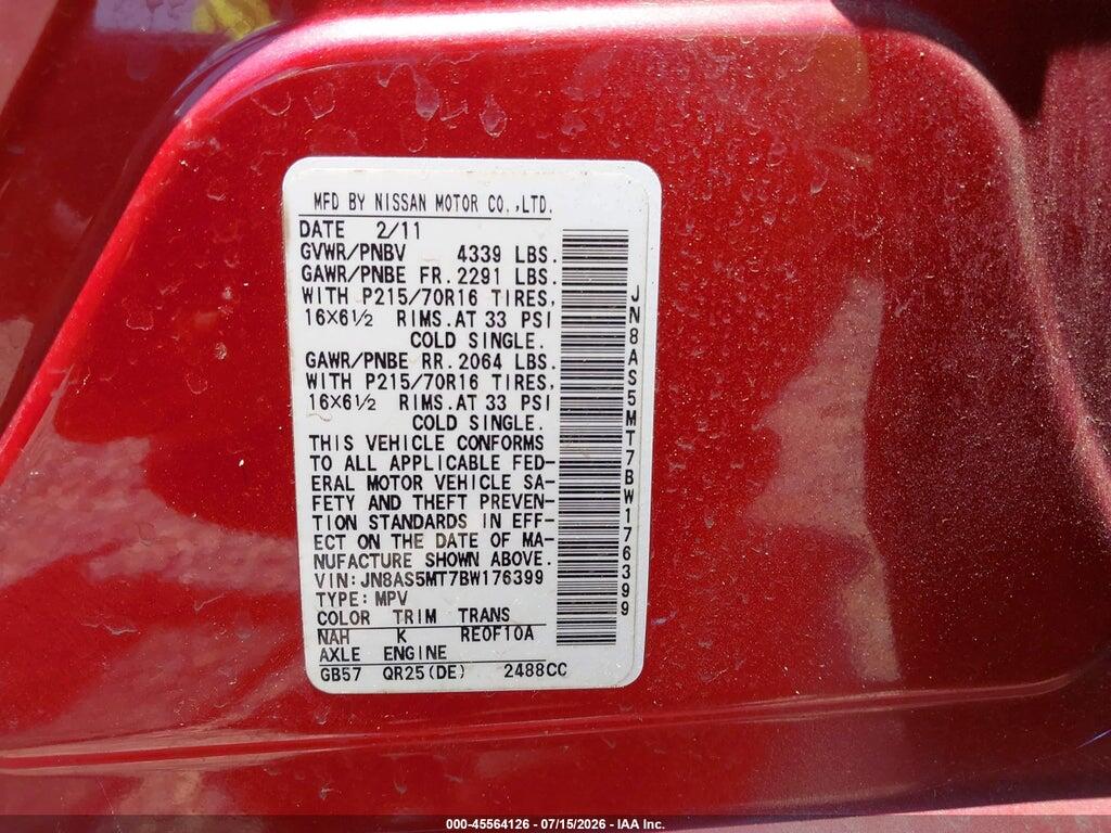JN8AS5MT7BW176399 2011 NISSAN ROGUE photo no. 9