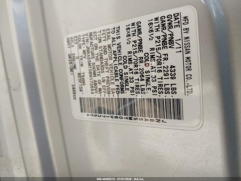 JN8AS5MT0BW173554 2011 NISSAN ROGUE photo no. 9